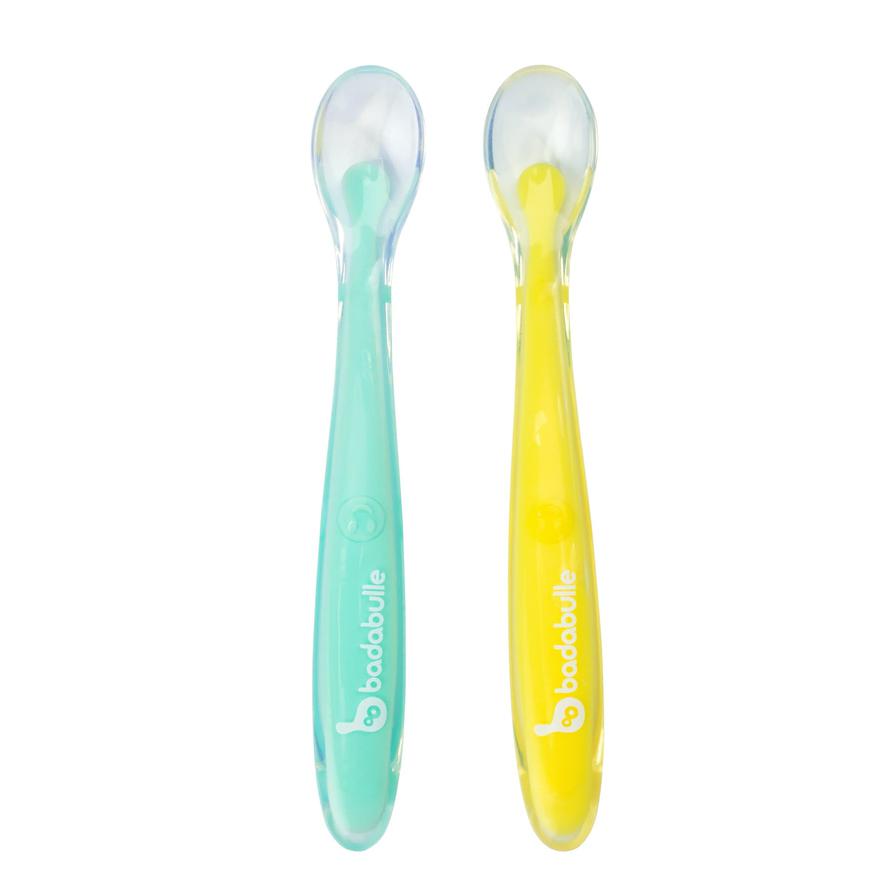 Badabulle BPA-free Silicone Set of 2 Colourful Spoons 